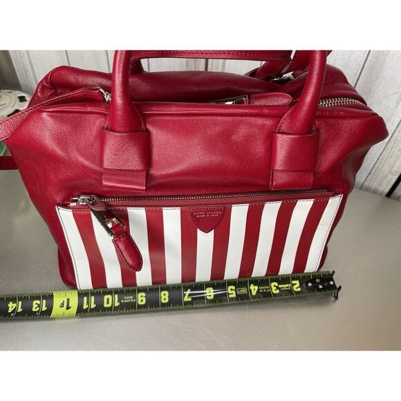 Marc Jacobs Red White Leather Small Striped Prince Antonia Satchel Handbag Italy - Picture 11 of 11